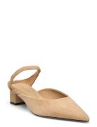 Th Pointy Mid Heel Leather Mule Beige Tommy Hilfiger