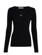 Woven Label Tight Sweater Black Calvin Klein Jeans