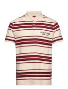 Stripe H Ycomb Monotype Polo Cream Tommy Hilfiger