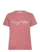 Reg C-Nk Signature Tee Ss Pink Tommy Hilfiger