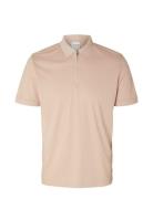 Slhfave Zip Ss Polo Noos Pink Selected Homme