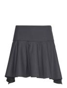 Wool Mini-Skirt With Asymmetrical Hem Grey Mango