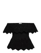 Cotton Top W/ Embroidery Black Rosemunde