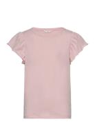 Short-Sleeved Ruffle T-Shirt Pink Mango