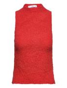 Ruched-Texture Top Red Mango