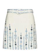 Summer Belted Linen Blend Mini Skirt Cream Malina