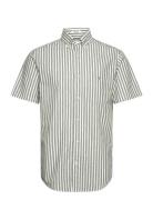 Reg Cotton Linen Stripe Ss Shirt Green GANT