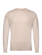 Man Fine Knit O-Neck Sweater Beige Davida Cashmere