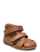 Starters™ Two Velcro Sandal Brown Pom Pom