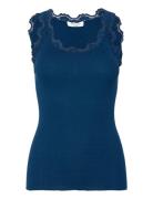 Rwbabette Sl U-Neck Long Lace Top Blue Rosemunde