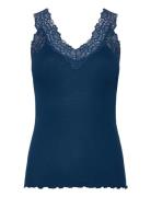 Rwbernadine Sl Lace Top Blue Rosemunde