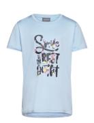 T-Shirt W. Print -S/S, Girl Blue Color Kids