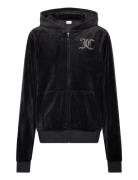 Diamante Velour Zip Thru Hoodie Black Juicy Couture