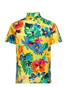 Custom Slim Fit Floral Mesh Polo Shirt Yellow Polo Ralph Lauren