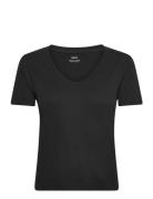 V-Neck Cotton T-Shirt Black Mango