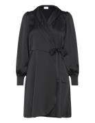 Vienna Ravenna L/S Short Wrap Dress-Noos Black Vila