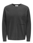 Onslamai Ovz 12 Ls Pocket Crew Knit Grey ONLY & SONS