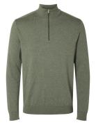 Slhberg Half Zip Cardigan Noos Green Selected Homme