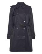 Double-Breasted Cotton-Blend Trench Coat Navy Lauren Ralph Lauren