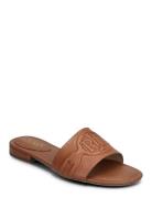 Alegra Iii Leather Slide Sandal Brown Lauren Ralph Lauren