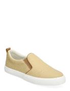 Haddley Leather-Trim Straw Sneaker Beige Lauren Ralph Lauren