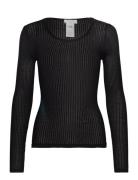 Belize Long Sleeve Pointelle T-Shir Black Rosemunde