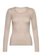 Belize Long Sleeve Pointelle T-Shir Beige Rosemunde