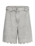 Scallop Edge Denim Shorts Grey Stella Nova