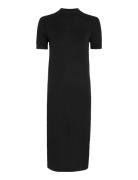 Merino Wool Mock-Nk Knee Dress Black Calvin Klein