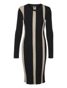 Vmgold New Rib Long Ls O-Neck Dress Black Vero Moda