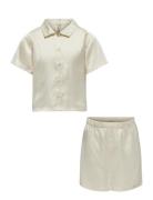 Kogsarah Short Satin Nightwear Set Wvn Cream Kids Only