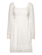 Thyra Dobby Dot Rushed Dress White Bubbleroom