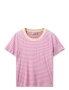 Mmphila O-Ss Stripe Tee Pink MOS MOSH