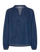 Pzmalia V-Neck Blouse Blue Pulz Jeans