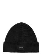 Unisex. Cotton Rib Knit Beanie Black GANT