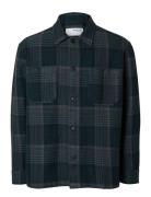 Slhboxy-Houndstooth Big Check Overshirt Navy Selected Homme