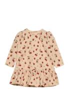 Dress L/S Gather Printed Beige Petit Piao