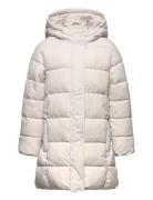 Hood Quilted Coat Cream Mango