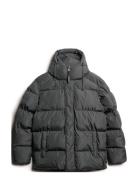 Hooded 5 Baffle Sports Puffer Grey Superdry