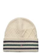 Th Flag Cable Knit Beanie Cream Tommy Hilfiger