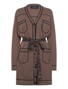 Branded Belted Cardigan Brown Karl Lagerfeld