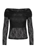 Slfmista Ls Off Shoulder Lace Top Black Selected Femme