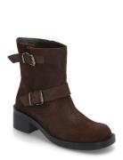 Biaharper Mid Calf Biker Boot Oily Suede Brown Bianco