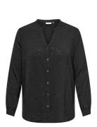 Carjosee Metta Life L/S V-Neck Shirt Wvn Black ONLY Carmakoma