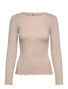 Rmwbalta Modal Ls Boatneck Blouse Beige RM By Rosemunde