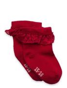 Ankle Sock W. Lace Red Minymo