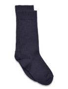 Wool Rib Knee Socks Navy Mp Denmark