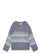 Jacquard Knitted Sweater Blue Mango