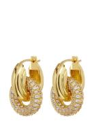 The Pave Interlock Hoops-Gold Gold LUV AJ