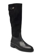 Th Stud Leather Mix Long Boot Black Tommy Hilfiger